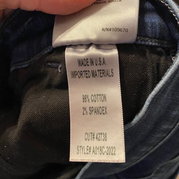 AGOLDE Women's size 27 Dark Wash Frayed Ankle Zipper Fly Skinny Jeans - Picture 5 of 7